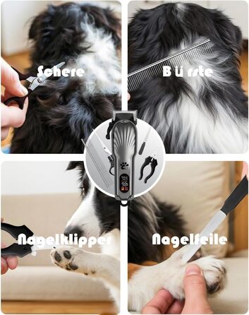 Професійна машинка для стрижки собак з щільним хутром, бездротова, тиха, з LED-дисплеєм, для довгого, товстого, тонкого, кучерявого та хвилястого хутра
