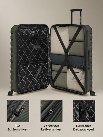 Чемодан тріумф SMARTBOX Olive L (76 см), розширюваний, 111-120 л, поліпропілен, 4 колеса, TSA-замок, 4.2 кг