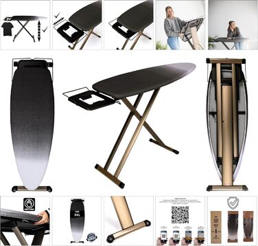 Стіл для прасування GoldVIP Dorado Extra Grande: 130x47 см, алюміній, регулювання висоти