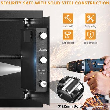 Сейф настінний Mejasg Safe Tresor Klein для дому, гроші, медикаменти, ювелірні вироби, 23x17x17 см (45л)