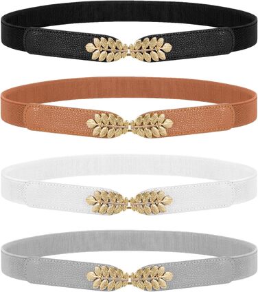 Жіночий еластичний пояс WERFORU Vintage Широкий пояс для сукні, модний, тягнеться, cinch, кольори: чорний, білий, коричневий, бежевий, розмір 82-99 см