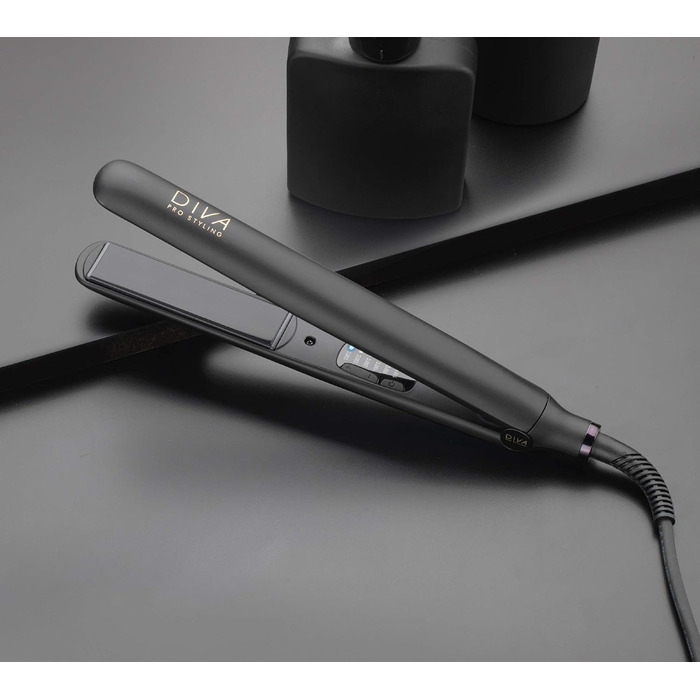 Diva Pro Styling Digital Flat Iron - Ceramic Plates - Auto Shutoff - 3m Cord - Black