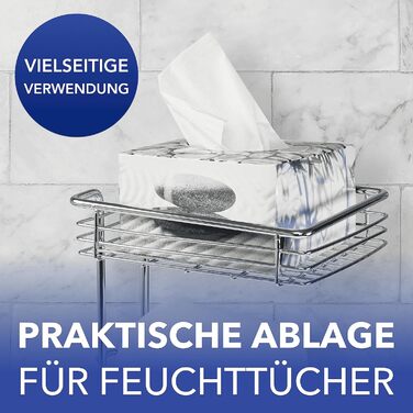 Підставка для туалетного паперу WENKO 3в1 з полицею та держателем рулонів - срібна, 16 x 59 x 18 см