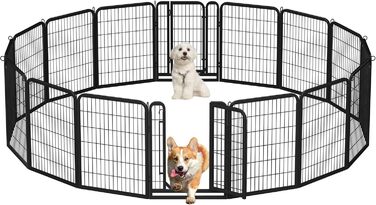 Yaheetech Folding Dog Playpen - 100cm High, 6-Panel, Portable Dog Kennel with Door for Indoor & Outdoor Use - Easy Assembly