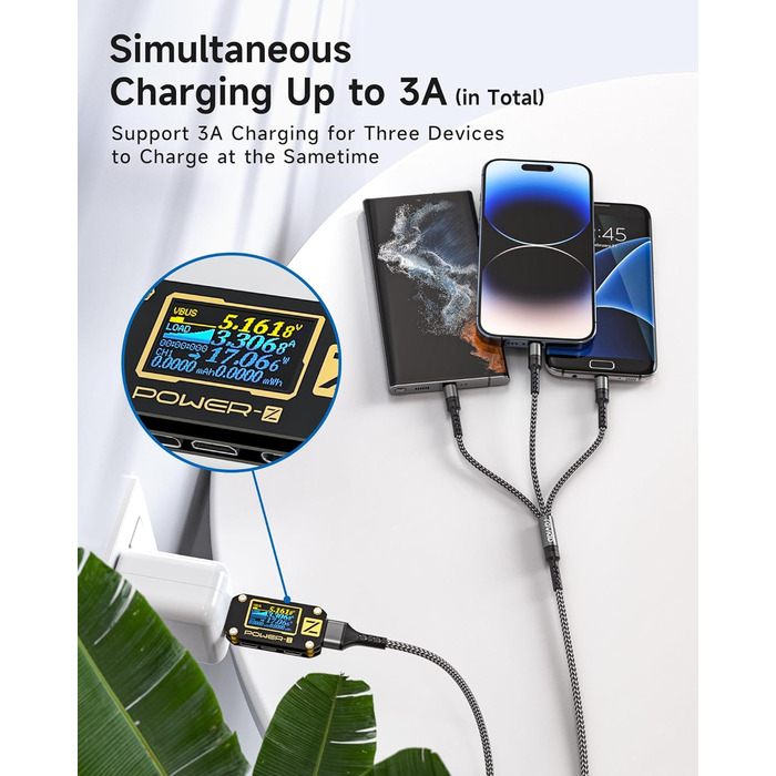 Мульти USB кабель RAVIAD 3 в 1 (2 шт x 2м) для iPhone, Samsung, Huawei та інших – сірий