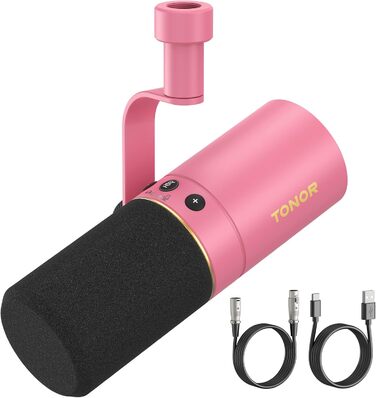 Мікрофон TONOR TD510+ для стрімінгу та запису, XLR/USB, рожевий