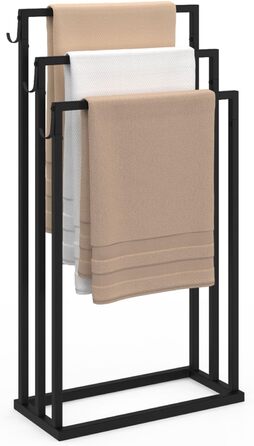 Тримач для рушників на стійці 3 яруси Dallas, метал, чорний, індустріальний дизайн