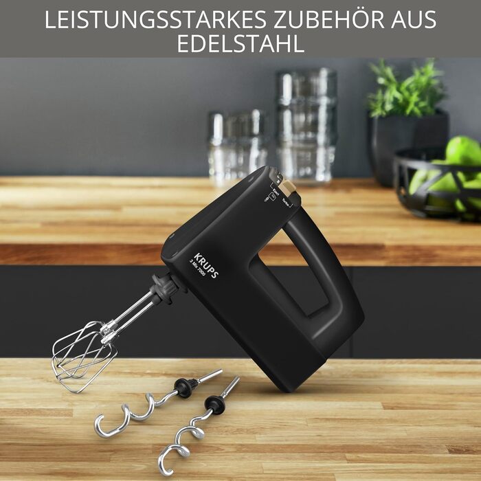 Krups 3Mix 7000 Hand Mixer 60 Years Special Edition, 500 Watt, Stainless Steel Dough and Whisk Hooks, Long Power Cord, Accessory Bag, F6085811, Black/Copper 3 Mix 7000 F60858