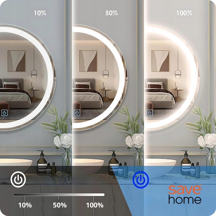 Кругле дзеркало у ванну кімнату SAVE HOME LED 60 см з підсвіткою та сенсорним керуванням