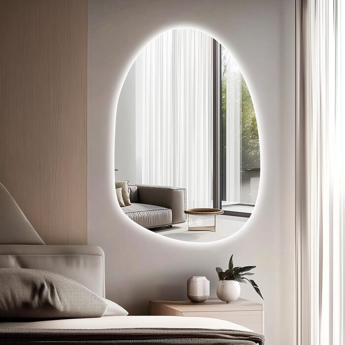 Дзеркало зі підсвічуванням 50x70 см LED дзеркало для ванної кімнати з LED підсвічуванням, сенсорне керування, дзеркало для ванної кімнати, настінне дзеркало для ванної кімнати