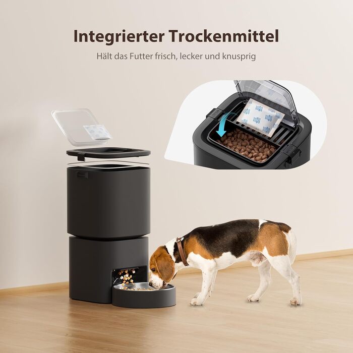 Автомат для годування котів та собак, 5л, інтелектуальний, програмований, білий/чорний