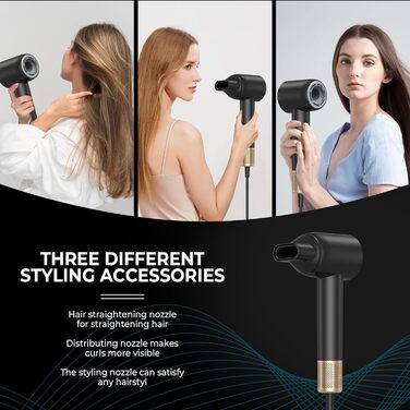 Набір для укладання волосся 5 в 1 Airstyler & Föhn: фен, щітка, плойка, брашшін, стайлер. Чорний. 1600W.