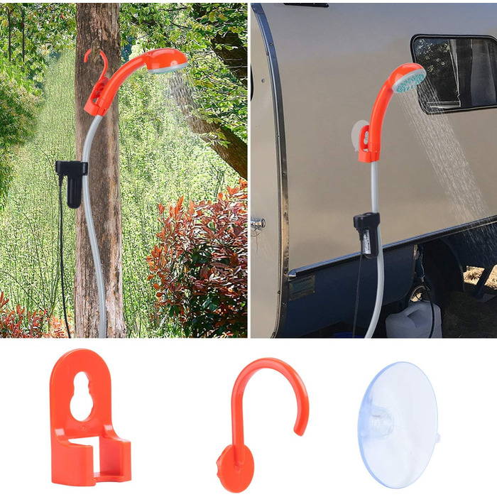 Portable Outdoor Shower Head, Shower Pump, Detachable USB Rechargeable Batteries, Pumps Water from Bucket, for Camping, Hiking, Pet Cleaning, Pet Shower, Car Washing