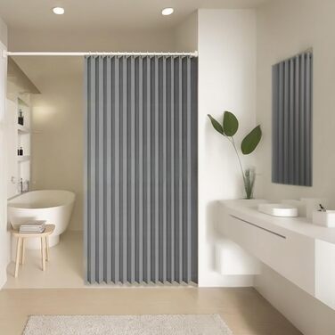 Шторка для душу з льону, водовідштовхувальна, з магнітною стрічкою, антигрибкова, 120x200 см (сірий)