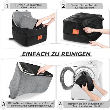 Автокрісло для собак GL GLENSLAVE для маленьких та середніх порід, з товстим шаром підкладки до 16 кг, знімний, пральний, чорний/коричневий/сірий