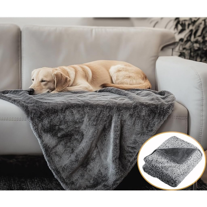 Водонепроникний килимок для собак 100x120 см - м'який, зручний, для активного відпочинку та дому, підходить для собак середніх порід до 16 кг, чорно-білий (L)