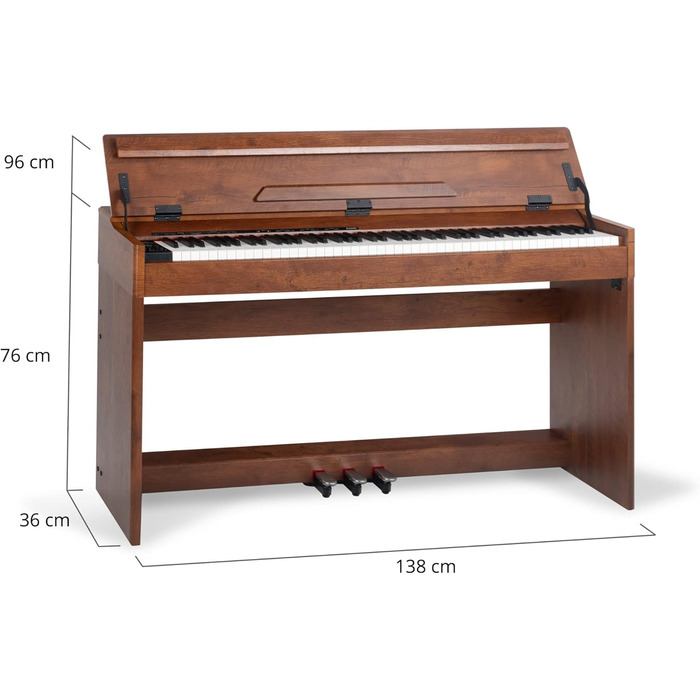 McGrey DP-18 WN E-Piano: 88 важких клавіш з молоточним механізмом, 128 звуків, Dual/Split, захисний чохол, 3 педалі, матовий горіх