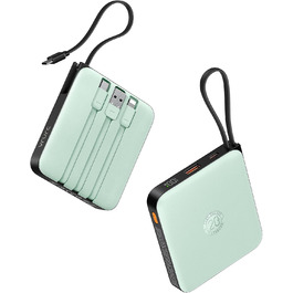 Power Bank VRURC 10000mAh з кабелем: компактний акумулятор USB-C, швидка зарядка 22.5W, LED-дисплей, сумісний з iPhone, Huawei