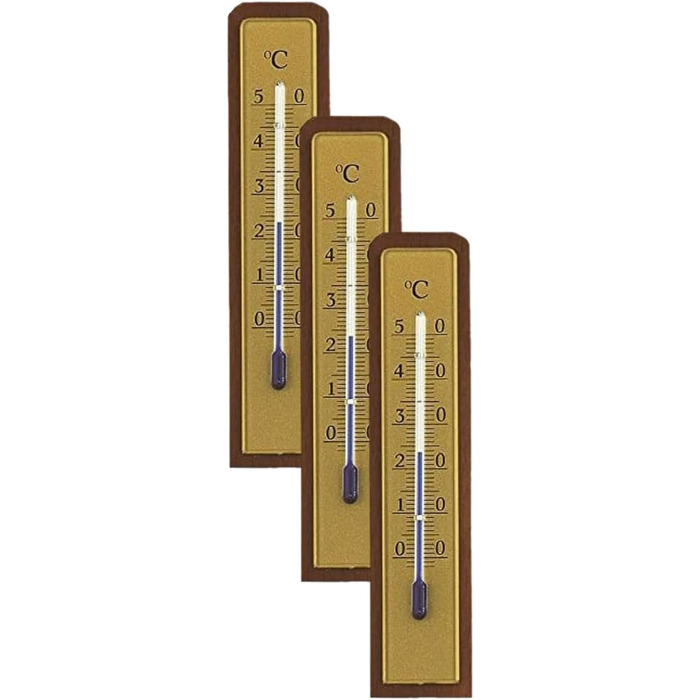 TFA Dostmann Analog Indoor Thermometer, 12.1009, made of walnut, high accuracy, L 31 x W 14 x H 133 mm (pack of 3)