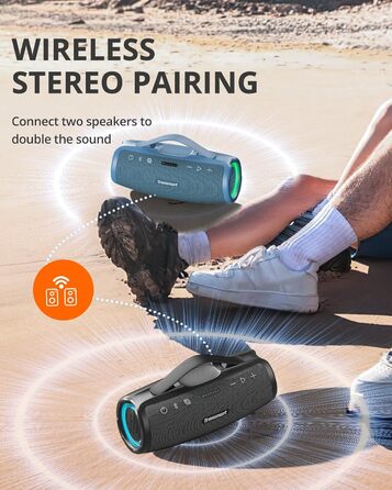Tronsmart Mirtune S100: Bluetooth колонка водонепроникна IPX7, 20 год, для пляжу та вечірок (Чорна)