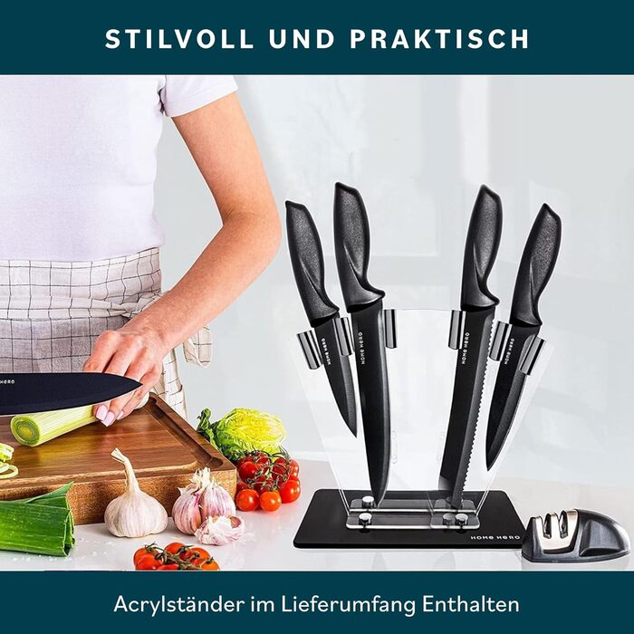 Home Hero Stainless Steel Kitchen Knife Set - 7 Piece Professional Chef Knife Set