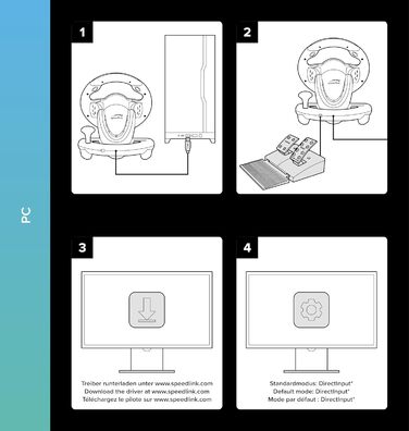 Speedlink DRIFT O.Z. Racing Wheel - Гоночний кермо з педалями та перемиканням передач для ПК, Force Feedback, чорний/оранжевий