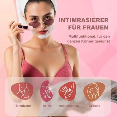 Електричний жіночий епілятор 2-в-1 Intimrasierer з LED-дисплеєм та IPX7 водонепроникністю, рожевий