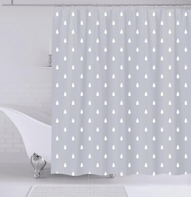 Штора для душу YOUNG DA текстильна біло-сіра з малюнком 