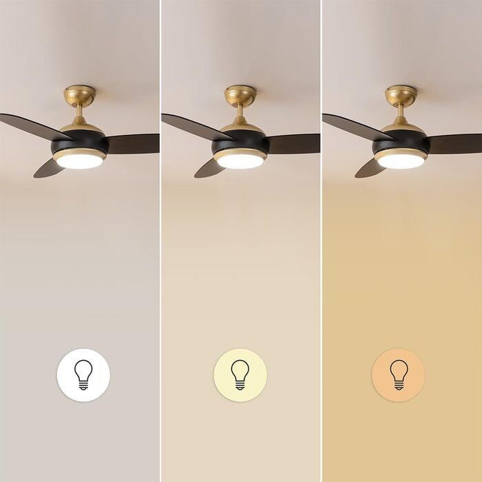 Стельовий вентилятор Cecotec EnergySilence Aero 4265 GoldBlack з LED підсвіткою 18W, діаметр 107 см (42 дюйми), пульт, таймер, 3 швидкості