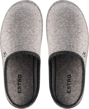 Чоловічі фетрові тапочки ESTRO - теплі зимові халапи для дому, широка модель, сірий колір, розмір 45 EU