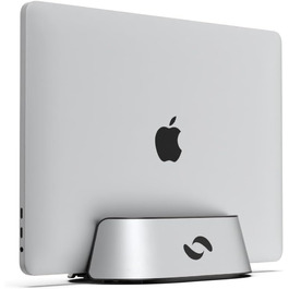 HumanCentric Adjustable Laptop Stand & Dock - Leather & Aluminum - Vertical Stand for MacBook Pro & Laptops (0.5' - 1.5')