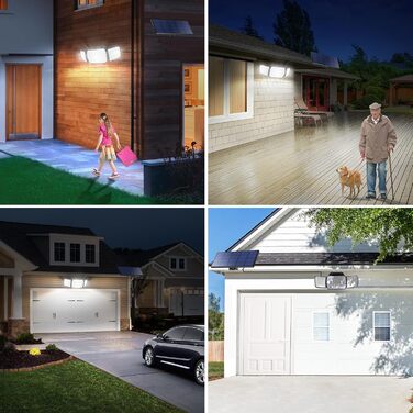 INTELAMP Solar Lights for Outdoors with Motion Sensor, 6000 mAh Solar with Remote Control, 1200LM, 270° Wide-Angle Solar Lights, IP65 Waterproof for Porch and Garages (1 Piece - 2.7M Cable)