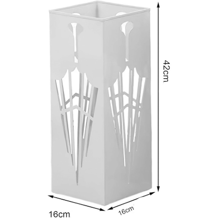 Металева підставка для парасоль та тростей Shakub, 2 слоти, дизайн з вирізами, 25x25x50 см, білий колір