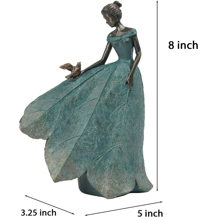 Guichifun Fairy Statue Collection Home Decoration - Leaf Angel Girls Resin Gardening Gifts for Women Statues for Garden Fairy Indoor or Outdoor Yard Figurines 5.5 x 3.25 x 8 Inch