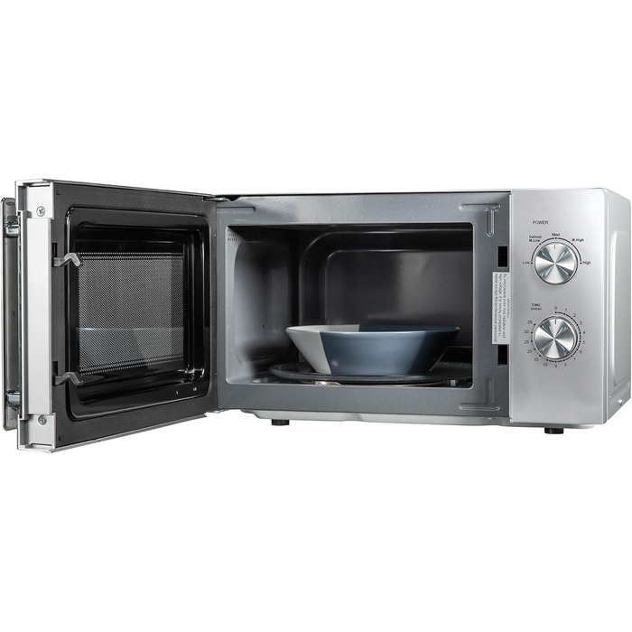 Мікрохвильова піч Russell Hobbs RHMM827SS, 20 літрів, 800 Вт, ручне керування, 5 рівнів потужності, функція розморожування, легке очищення, таймер 35 хвилин