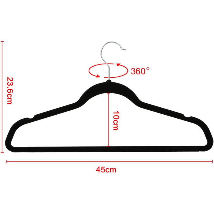 Yaheetech 100-Piece Velvet Clothes Hangers Non-Slip Suit Hangers with Non-Slip Surface Wardrobe Hangers Black