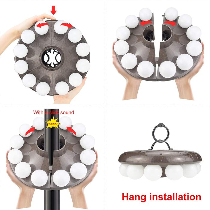 HONWELL Parasol Lighting, RF Remote Control LED Lighting for Parasols with 12 Colors, Battery-Powered Parasol Lighting with 5 Brightness Levels, Timer Camping Lighting for Table Umbrellas