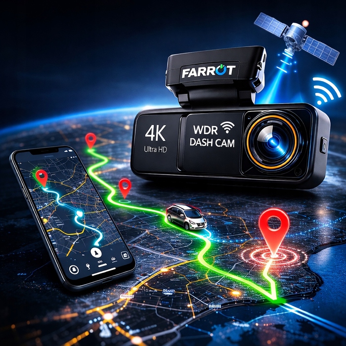 Автомобільний відеореєстратор FARROT A8 4K з GPS, WiFi, передньою та задньою камерами та функцією ADAS