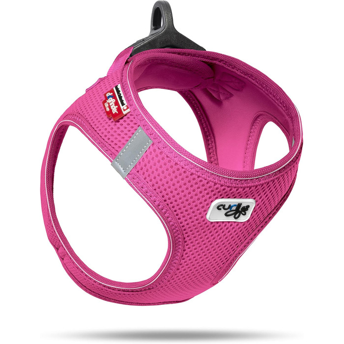 Шлейка для собак з кільцем D-Ring Curli, чорна, розмір 3XS, фуксія