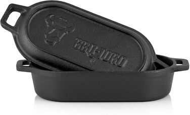 BBQ-Toro Чавунний гусятник 1 л, 29x12,5x5,5 см, вже прожарений, Dutch Oven, каструля для запікання та тушкування, ідеально для хліба й рагу
