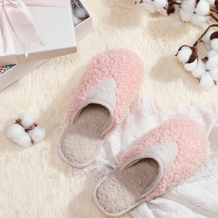 Тапочки жіночі зимові, чоловічі, з плюшу, теплі, м'які, зручні, з антиковзким покриттям, з пам'яті ефекту, 37.5/38.5 EU, рожеві