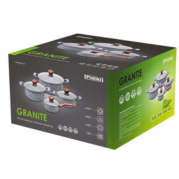 Набір алюмінієвих каструль та сковорідок Promis GRANITE, 10 предметів