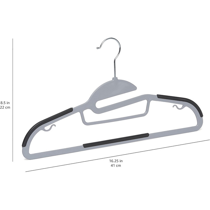 Amazon Basics Rubber-Coated Plastic Hangers, 50-Piece, Gray