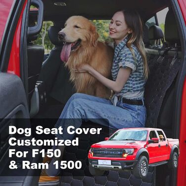 Накладка на сидіння для собак у вантажівці, заднє сидіння, чохол для тварин для F150 Ram 1500, водовідштовхуюча підстилка для собак у вантажівці з сіткою на вікно, міцний чохол для сидіння для F-серії/GMC Sierra/Silverado