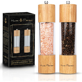 Набір для мелення спецій: солянка та перечниця з акації з регулюванням помелу - якісні млини з керамічним механізмом