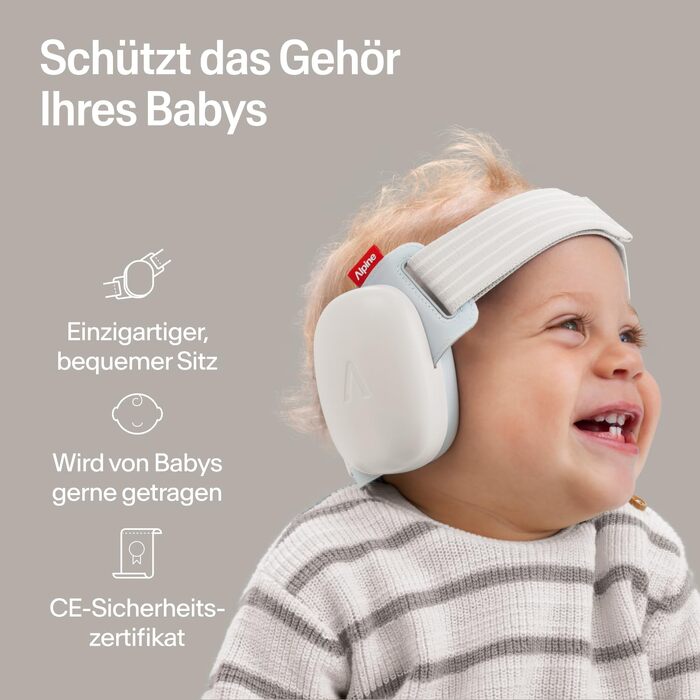 Дитячі захисні навушники Alpine Muffy Baby, шумозаглушення 24 дБ, для дітей до 5 років, колір бежевий, універсальний розмір Comfort
