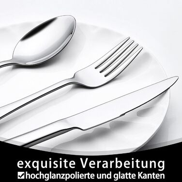 12-Person Cutlery Set, 72-Piece Stainless Steel Cutlery Set with Steak Knives, Eating Utensil Set with Knife Fork Spoon, Elegant Dinnerware for Restaurant/Party, Dishwasher Safe
