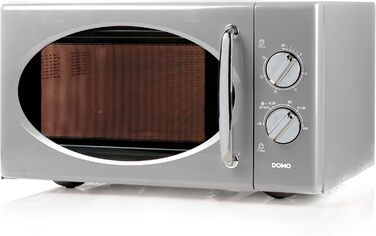 Мікрохвильова піч DOMO DO3125 Retro, 25L, 900W, білий/сріблястий, 6 рівнів потужності, таймер до 30 хв, функція розморожування, звуковий сигнал
