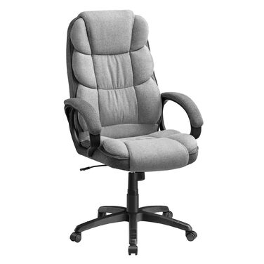 Крісло офісне SONGMICS для офісу, крісло для шефа, комп'ютерне крісло, регулювання висоти сидіння, оббивка, сірий (53 x 51 x 112-122 см)