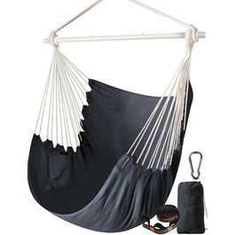 Підвісне крісло-гойдалка Chihee для саду, тераси, дому. Бавовняна гамака 130x100 см, темно-сіра. Комфорт та довговічність.